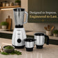 Soul 650W 3 Jars Mixer Grinder | 2 SS Jars (Wet, Dry & Chutney) 1 Juicing Jar | Copper Motor | SS Blades | 5 Yr Onsite Warranty | White Silver
