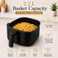 AirLite Manual Air Fryer 2.2L | 1000W High Power | Non-Stick Basket | 1 Year Warranty | Black