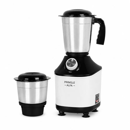 Alfa Plus 550W 2 Jar Mixer Grinder | 2 SS Jars (Wet, Dry & Chutney) | SS Blades | Compact & Powerful | White Black