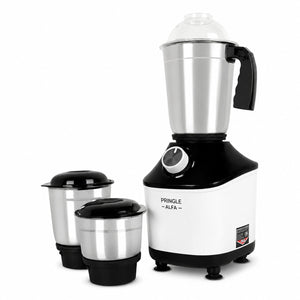 Alfa Plus 550W 3 Jar Mixer Grinder | 3 SS Jars (Liquidizing, Wet, Dry & Chutney) | SS Blades | Compact & Powerful | White Black