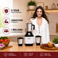 Alfa Plus 550W 3 Jar Mixer Grinder | 3 SS Jars (Liquidizing, Wet, Dry & Chutney) | SS Blades | Compact & Powerful | White Black