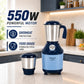 Alfa Plus 550W 2 Jar Mixer Grinder | 2 SS Jars (Wet, Dry & Chutney) | SS Blades | Compact & Powerful | Blue
