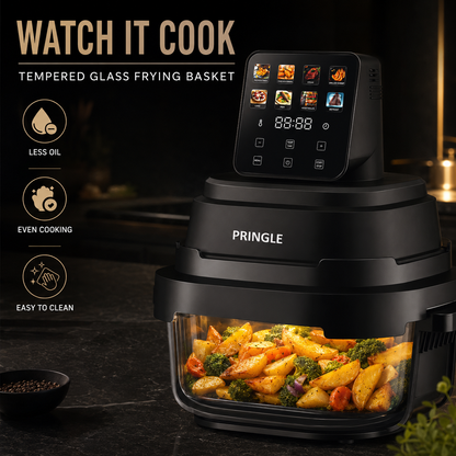 Glass Digital Air Fryer 5.5L | Dual Capacity 4L + 1.5L | 1500W Fast Heating