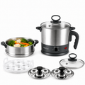 1.5L MultiChef Multi Kettle 3-in-1 Multipurpose Cooker | Egg Boiler, Steamer & Idli Maker | Stainless Steel Stand | 600W | Silver (Multichef_Steamer_1.5)