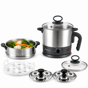 1.5L MultiChef Multi Kettle 3-in-1 Multipurpose Cooker | Egg Boiler, Steamer & Idli Maker | SS Stand | 1350W | Silver