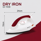 DI-1109 1000W Automatic Dry Iron | Large Soleplate | Anti-Bacterial German Coating | Quick Heat | White Maroon