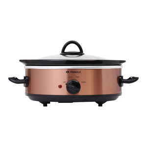 Electric Slow Cooker 2.5L | Ceramic Pots with Glass Lids | Slow Cooking & Warming | Buffet Server | Copper Finish