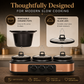 Electric Slow Cooker 4.5L (1.5L x 3 Pots) | Ceramic Pots with Glass Lids | Slow Cooking & Warming | Multi-Pot Buffet Server | Copper Finish