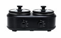 FW1807 Electric Slow Cooker 2.5L (1.25L x 2 Pots) | Ceramic Pots with Glass Lids | Black