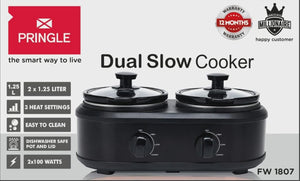 Electric Slow Cooker 2.5L (1.25L x 2 Pots) by Pringle Homeware - front view