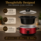 Electric Slow Cooker 2.5L | Ceramic Pots with Glass Lids | Slow Cooking & Warming | Buffet Server | Red