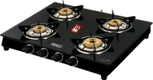 Glam Series Glam 04 4 Burner Glass Cooktop with Brass Burners