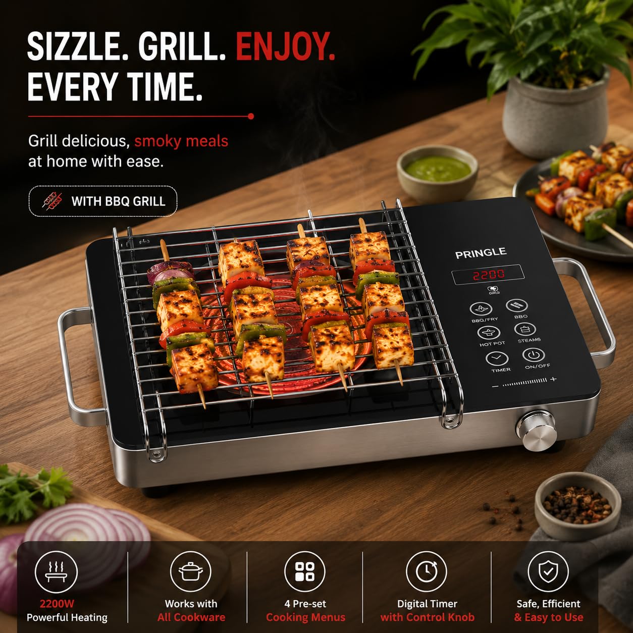 IR Speed 2200 W Infrared Electric Cooktop by Pringle Homeware - front view
