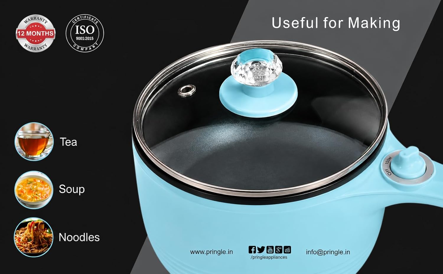 Multi-Functional Electric Pan MEP 1001 by Pringle Homeware - side view