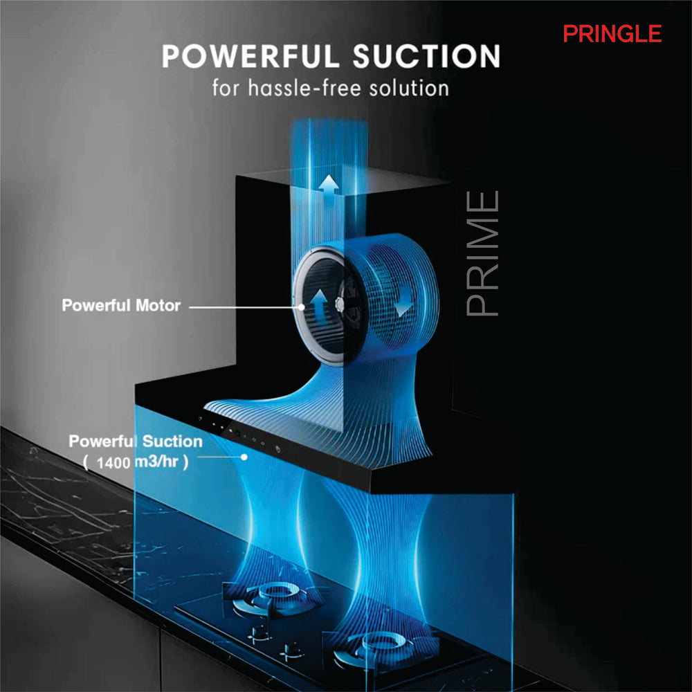 Pringle PRIME 60cm 1400 m³/hr T-Shape Kitchen Chimney by Pringle Homeware - side view