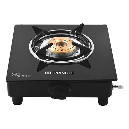 Pringle 1 Burner Gas Stove Top for Kitchen - Manual Ignition Cooktop Modern Glass Stove for Modular Kitchen, ISI Certified & Compatible with LPG - 1 Year Warranty- Model :PGT01