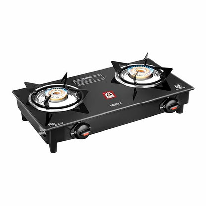 Pringle 2 Burner Gas Stove Top for Kitchen - Manual Ignition Cooktop Modern Glass Stove for Modular Kitchen, ISI Certified & Compatible with LPG - 2 Year Warranty- Model (Matrix -2 Burner)