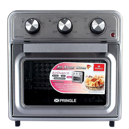 Pringle Air Oven 23 Litres With Aero Crisp Technology 5 in one Traditional Air Fryer Oven | - Dehydrator, Air Fryer, Convection Oven with rotisserie | Preset Function - Toast, Bake, Broil, Air Fry and Reheat| Watt:1650W