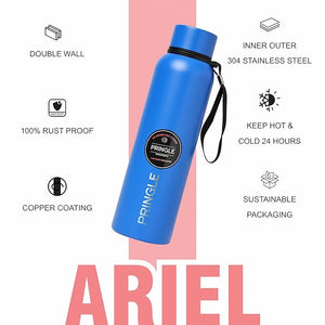 Pringle Ariel 850ml Hydroosteel Bottle, Blue | 24 Hours Hot and Cold | Easy to Carry | Rust & Leak Proof | Tea | Coffee | Office| Gym | Home | Kitchen | Hiking | Trekking | Travel Bottle