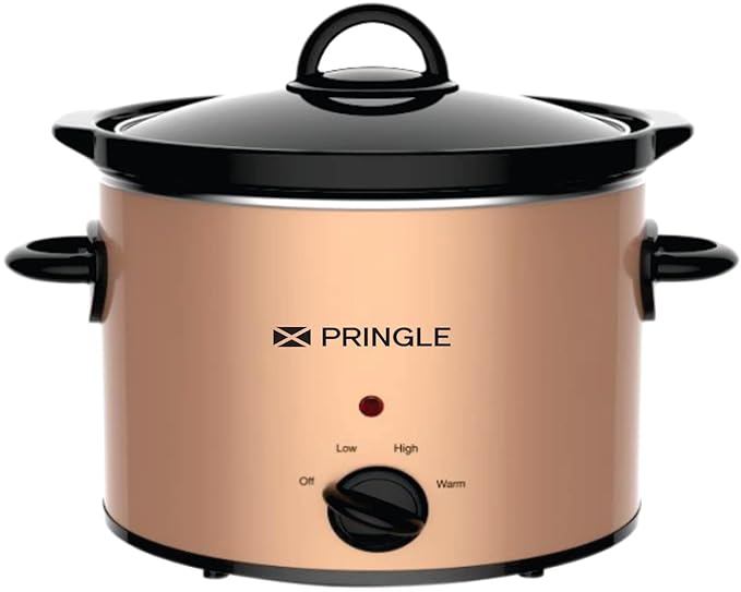 Pringle Electric Slow Cooker 4 Liter with indicator light| Ceramic Pot with Glass Lid | Copper Color FW 1809 (Single)