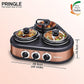 Pringle Electric triangle Slow Cooker 3 Litre | Ceramic Pot with Glass Lid | Copper Color FW 1808 (3 deep pots 1 Litre each)| First In India