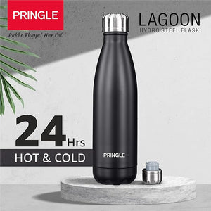 Pringle Lagoon Hydrosteel Bottle |Stainless Steel Hot and Cold Vacuum Insulated Flask, 750ml, Black, | Lightweight & Keeps Drinks Hot/Cold for 24+ Hours