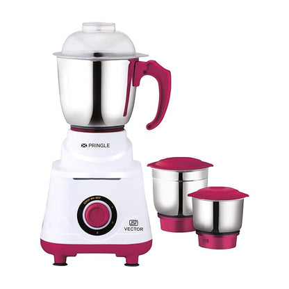 Pringle Vectoplus 3 Jar Mixer Grinder| 500W Powerful Motor [ISI] Certified | 304 Grade SS Blade| 3 SS Jars Liquidizing Jar (1 Litres) Chutney Jar (0.7 and 0.4 Litres)3 Speed Options