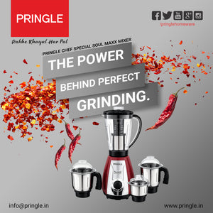 Soul Maxx 750W 4 Jar Mixer Grinder | 60 Min Non Stop Running | Includes Juicer Jar | SS Blades | 5 Yr Onsite Warranty |(SoulMaxx_MG_4Jar_Red)