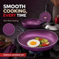 Pringle Lavender 4 Piece Non-Stick Cookware Set | Granite Finish | Induction Base | PFOA Free | HTR Exterior Coating | 25cm Tawa, 24 cm Kadai, 24cm Fry Pan 1 Stainless Steel lid