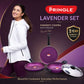 Pringle Lavender 4 Piece Non-Stick Cookware Set | Granite Finish | Induction Base | PFOA Free | HTR Exterior Coating | 25cm Tawa, 24 cm Kadai, 24cm Fry Pan 1 Stainless Steel lid