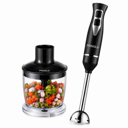 Pringle MasterBlend 2-in-1 Hand Blender & Chopper | 400W Powerful DC Motor | Stainless Steel Rust-Free Detachable Arm | Silver & Black