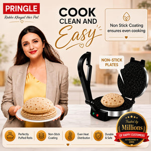 PRINGLE RM1600 900W Electric Roti Maker | 8.5-Inch Non-Stick Plates | Auto Temperature Control | Chapati, Dosa & Multi-Grain Roti Maker